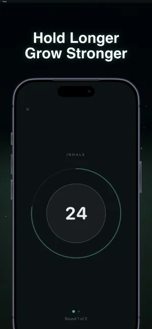 Power-breathing round in progress with a breath counter at 24